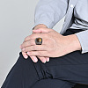 304 Stainless Steel with Natural Tiger Eye Finger Rings for Men FS-WG44E14-14-2