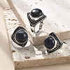 Natural Sodalite Adjustable Rings G-P560-03AS-10-1