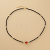 Vintage Style Natural Black Tourmaline Red Agate Necklace Silver Gold Plated QC3026-1