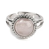 Natural Rose Quartz Round Adjustable Rings RJEW-K271-02P-02-2