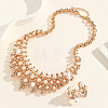 Alloy Rhinestone Stud Earrings & Necklaces Sets for Women WG2F80A-01-3