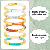 6Pcs 6 Colors Acrylic Curved Tube Beaded Stretch Braceles Set for Women BJEW-AN0001-53-6