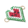 Glass Seed Beaded Watermelon Heart Links Connector Charms PALLOY-MZ01142-3