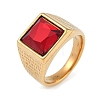 Square 304 Stainless Steel Glass Finger Rings RJEW-D083-14G-01-1