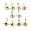 Resin Horse Eye Dangle Leverback Earrings with Cubic Zirconia EJEW-E185-01G-M-1