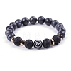 Natural Lava Rock Stretch Bracelets PW-WG48909-05-1