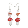 4 Pairs 4 Style Allloy Mushroom Dangle Earrings EJEW-TA00309-4