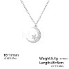 304 Stainless Steel Crystal Rhinestone Moon with Star Pendant Necklaces for Unisex WGDDE1C-01-2