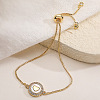 Brass Micro Pave Clear Cubic Zirconia & Natural Shell Link Bracelets WG7BE3F-02-1