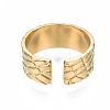 304 Stainless Steel Textured Open Cuff Ring RJEW-T023-38G-2