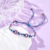 Flower Glass Seed Beaded Braided Bead Bracelets for Women Frineds BJEW-F493-10B-1