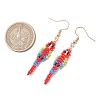 Bird Glass Seed Beaded Dangle Earrings EJEW-MZ00690-4