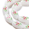 Printing Glass Oval Beads for Necklaces Bracelets Making GLAA-B020-01A-13-4