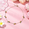 Rainbow Color Glass Beaded Flower Necklaces NJEW-TA00173-02-2