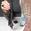 5Pcs 5 Colors Brass Bell Charm with Jute Cord Pendant Decoration HJEW-OC00356-5