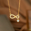 Valentine's Day Brass Pave Clear Cubic Zirconia Heart Infinity Pendant 304 Stainless Steel Cable Chain Necklaces for Women WG1F303-01-1