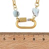 Natural Larimar Nuggets Beaded Chain Necklaces NJEW-JN06508-03-4