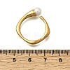 304 Stainless Steel with Imitation Pearl Cuff Open Rings for Women RJEW-Z144-01G-02-5