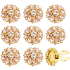 8Pcs Flower Brass & Glass Rhinestone Cufflinks FIND-CY0002-40-1