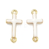 Brass Enamel Religion Cross Links Connector Charms KK-D229-07G-03-1