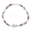 Natural Amethyst Beaded Stretch Bracelets BJEW-JB13199-03-2