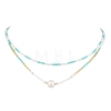 Glass Beaded Double Layer Necklaces NJEW-MZ00070-04-2