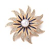 Alloy Crystal Rhinestone Blue Flower Brooches JEWB-P054-02G-1