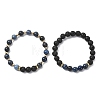 Adjustable Natural Apatite and Natural Lava Rock Stretch Bracelets BJEW-JB14150-03-4