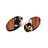 Transparent Resin and Walnut Wood Pendants RESI-T057-03A-2