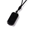 Adjustable Natural Mixed Gemstone Rectangle Pendant Necklace with Nylon Cord for Women NJEW-L171-03-5