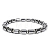 Iron & Synthetic Hematite Column Beaded Stretch Bracelet RD5622-1-1