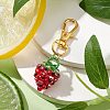 Glass Seed Beaded Strawberry Pendant Decoration HJEW-MZ00160-04-1