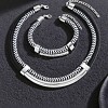 Alloy Polyester Black White Necklace & Bracelet Set FS-WG59022-02-1