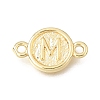Brass Disc with Initial Links Connector Charms KK-E802-36G-M-1