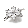 Brass Clear Cubic Zirconia Snowflake Connector Charms KK-Q048-19P-2