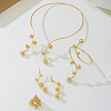 Iron Round Beaded Collar & Stud Earrings & Cuff Bangles & Rings Sets FS-WG833C7-01-1