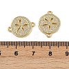 Brass Micro Pave Clear Cubic Zirconia Flat Round Connector Charms KK-A257-06G-3