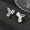 Brass Micro Pave Clear Cubic Zirconia Cuff Earrings EJEW-G471-40P-3