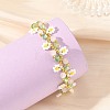 Flower Seed Bead Beaded Bracelet Sets with Natural Rose Quartz for Women BJEW-MZ00350-01-2