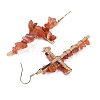 Natural Carnelian Cross Dangle Earrings EJEW-Z071-01G-04-2