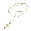 Fuchsia Cubic Zirconia Cross Pendant Necklace NJEW-JN04084-6