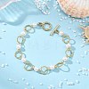 Natural Cultured Freshwater Pearl Beads & Brass Open Jump Rings Link Bracelets for Women BJEW-JB14113-1