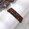 3Pcs Round Natural Tiger Eye Beads Stretch Bracelets BJEW-JB10964-5