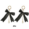 2Pcs Aluminum & Polyester Bowknot & Acrylic Pearl Shoes Charms HJEW-YW00535-01-1