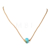 Rondelle Synthetic Turquoise European Bead Cowhide Leather Cord Choker Necklaces NJEW-JN04984-1