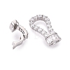Brass Micro Pave Clear Cubic Zirconia Fold Over Clasps KK-Q074-17P-2