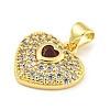 Heart Rack Plating Brass Micro Pave Cubic Zirconia Charms KK-Z053-17G-02-2