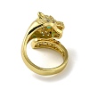Rack Plating Brass Micro Pave Cubic Zirconia Leopard Finger Ring X-RJEW-A036-01G-3