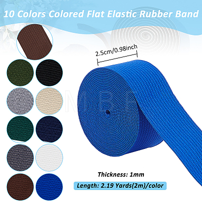 BENECREAT 20M 10 Colors Colored Flat Elastic Rubber Band EC-BC0001-54-1