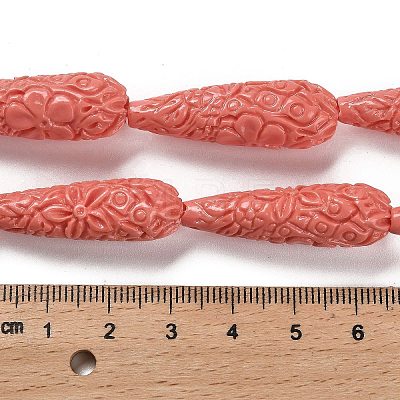 Synthetic Coral Carved Beads Strands CORA-C003-09A-03-1